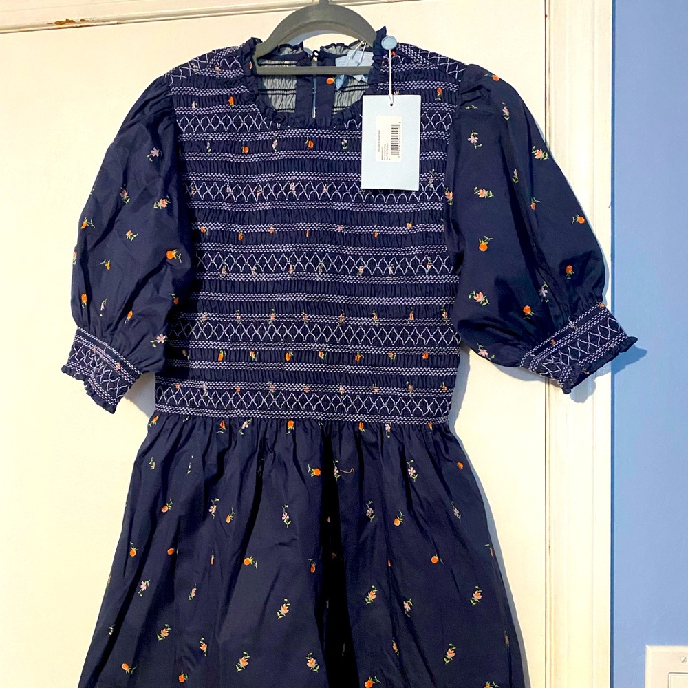 Hill house vivi navy fleur dress in medium nwt